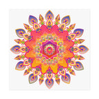 Vibrant Floral Mandala Fine Art Poster — Boho Wall Decor for Living Room & Meditation