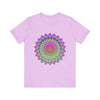 Vibrant and intricate mandala t-shirt featuring a colorful and eye-catching design