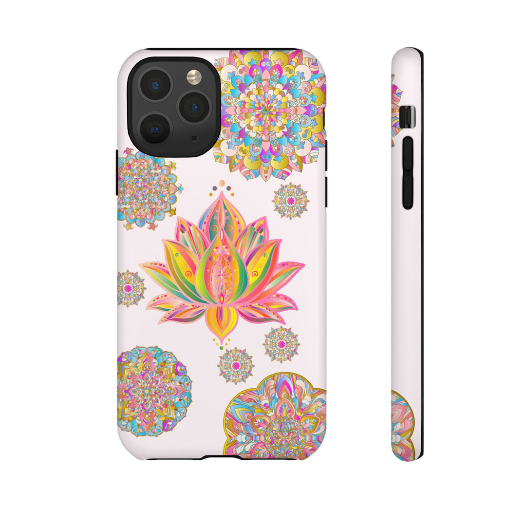 Beautiful light pink lotus flower mandala design phone case for stylish protection