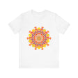 Vibrant Mandala Tee featuring a colorful and intricate design with vibrant hues and detailed patterns perfect for adding a pop of color to your wardrobe