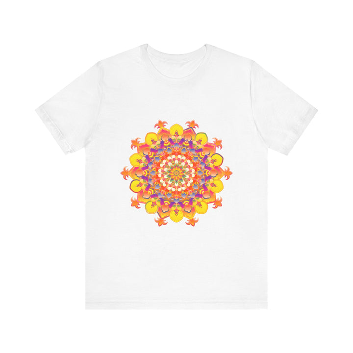 Vibrant Mandala Tee featuring a colorful and intricate design with vibrant hues and detailed patterns perfect for adding a pop of color to your wardrobe