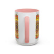 Beautiful mandala art in various colors on grey coffee mug