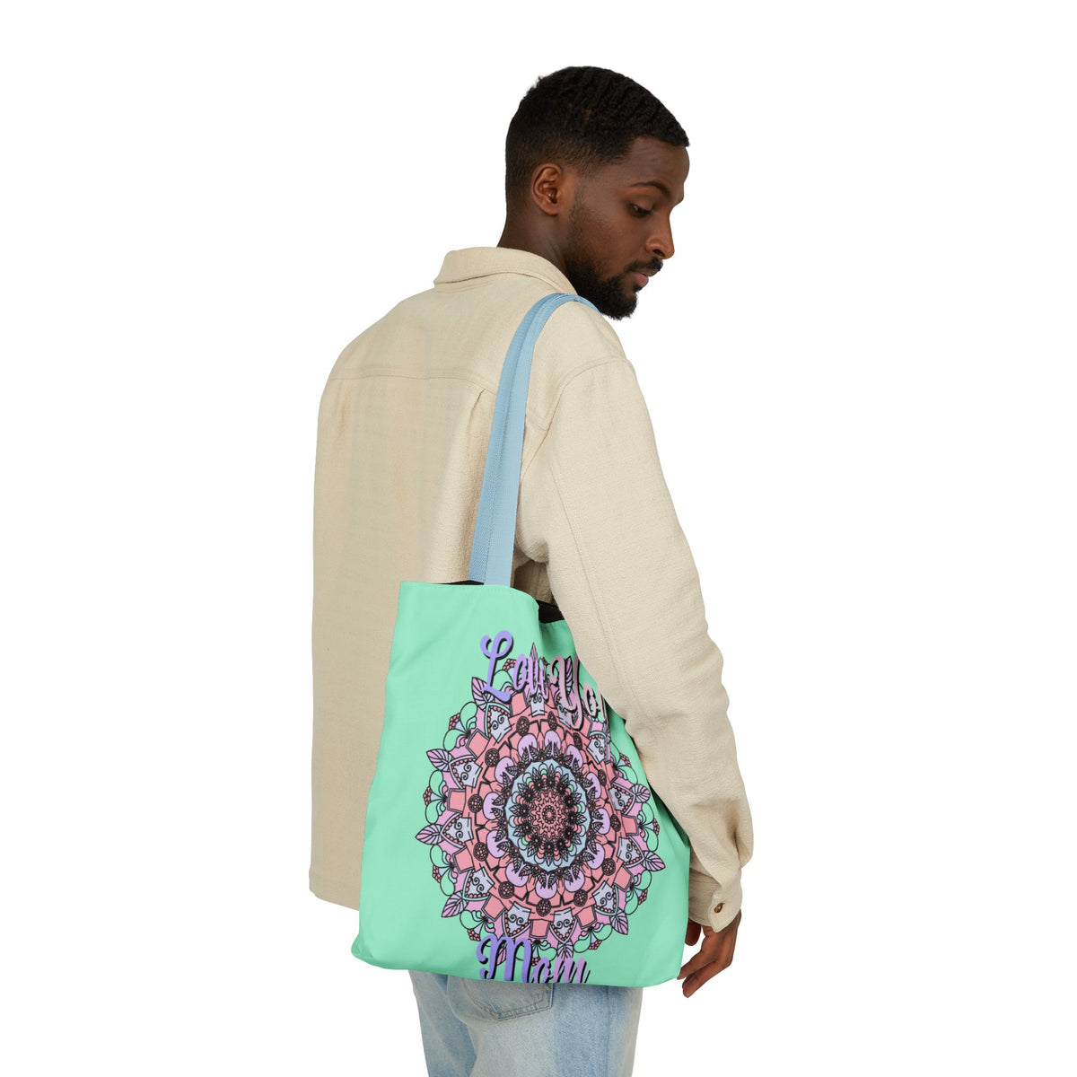 Mandala 'Love You Mom' Canvas Tote — Floral Mother's Day Gift Bag