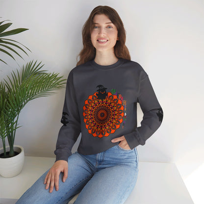 Unisex Heavy Blend™ Crewneck Sweatshirt featuring adorable Halloween-themed ghosts, perfect for spooky season celebrations and cozy gatherings