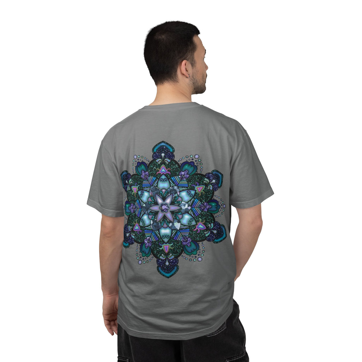 Mandala T-Shirt – Blue Purple Boho Geometric Floral Design