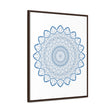 Beautiful steel blue handmade mandala design wall art on gallery canvas wraps, in a vertical frame