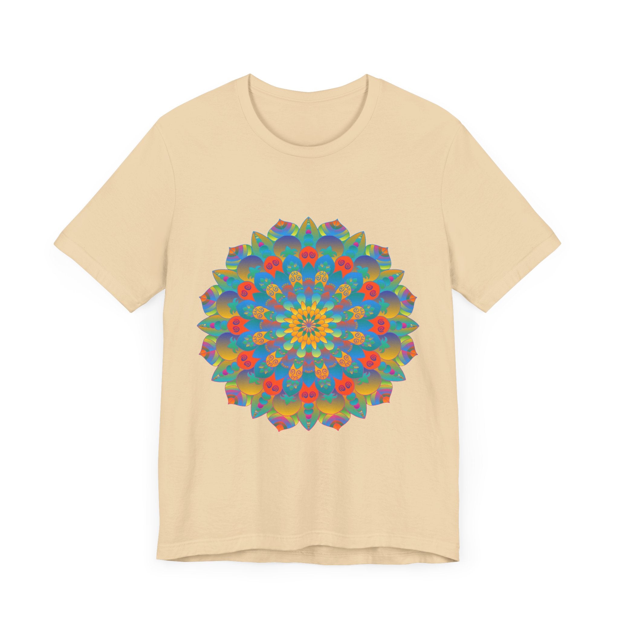 Colorful and detailed mandala design tee with vibrant and intricate patterns