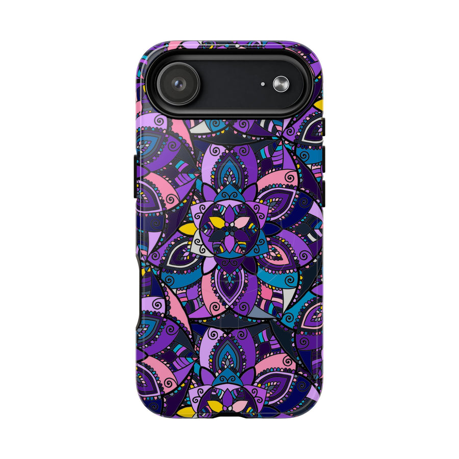 Magnetische Handyhülle — Lila Mandala Blumen-Schutzhülle