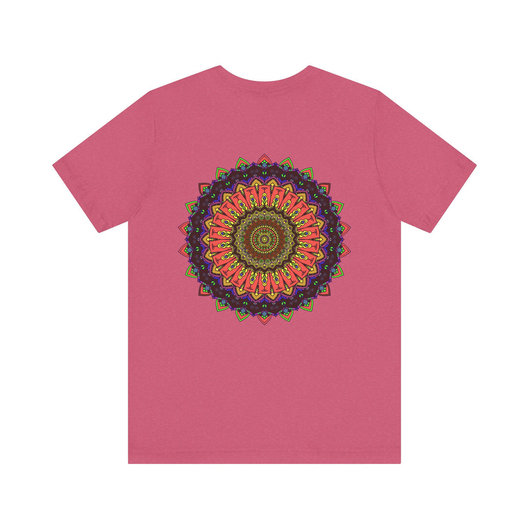 Colorful mandala tee with vibrant patterns symbolizing spiritual balance and harmony