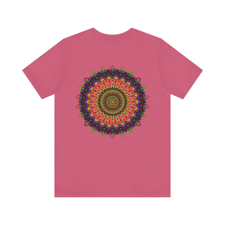 Colorful mandala tee with vibrant patterns symbolizing spiritual balance and harmony