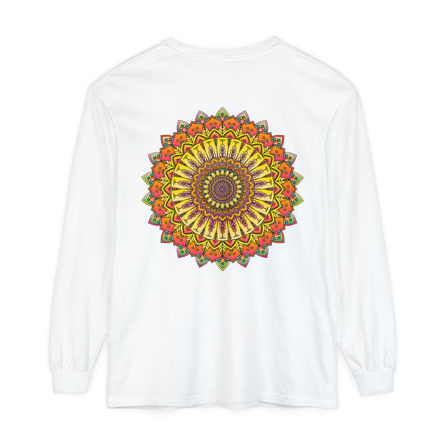 Intricate Mandala Unisex Long Sleeve T-Shirt featuring detailed mandala design in vibrant colors