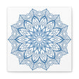 Handmade Mandala Art - Beautiful Steel Blue Mandala Design Wall Art on Matte Canvas, Stretched and 125 inches thick