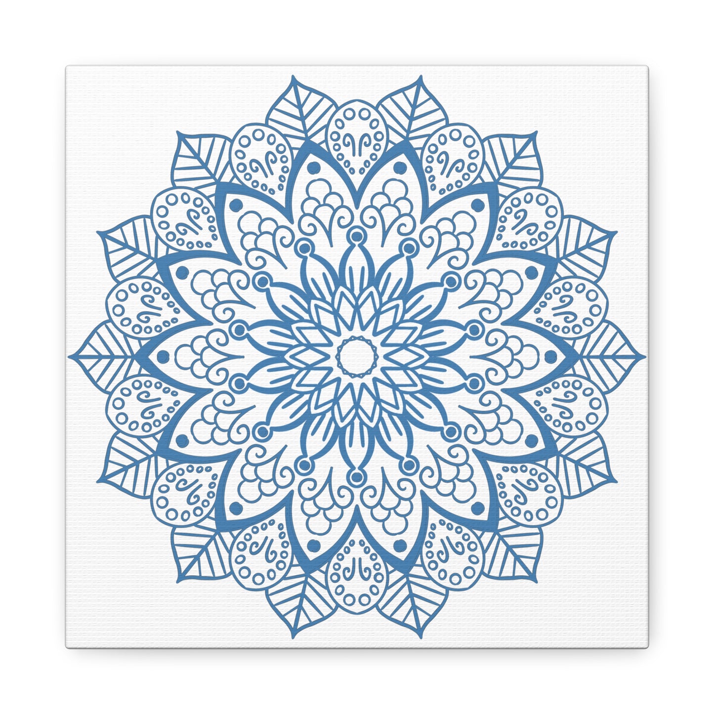 Handmade Mandala Art - Beautiful Steel Blue Mandala Design Wall Art on Matte Canvas, Stretched and 125 inches thick