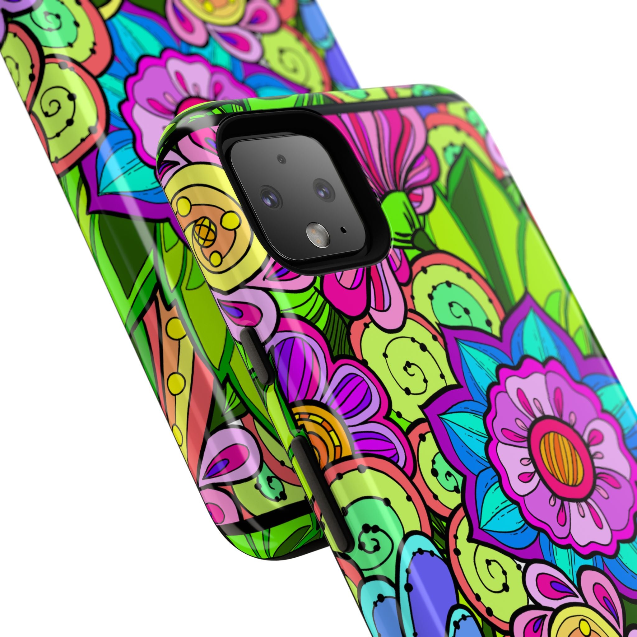 Floral Fantasy iPhone and Google Pixel Case in Bright Green Palette