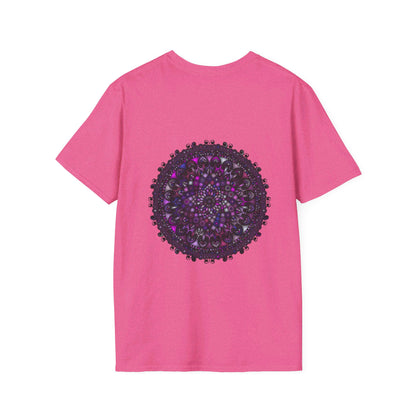 Softstyle unisex t-shirt in purple with hand-drawn mandala design