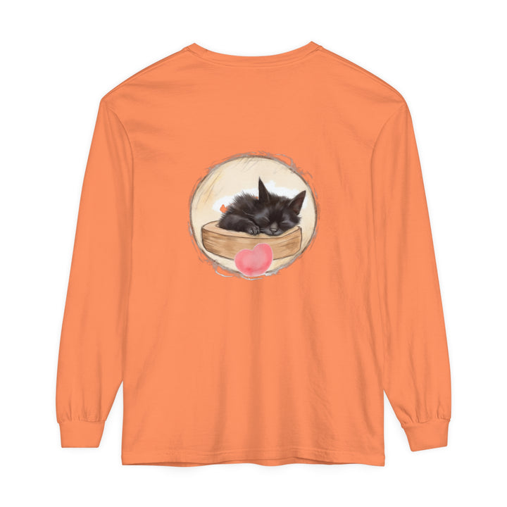 Adorable unisex t-shirt featuring a sleeping kitten design, perfect for bedtime