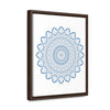 Beautiful steel blue Mandala Design Wall Art on gallery canvas wraps, handcrafted and vertical framed for a stunning addition to any space