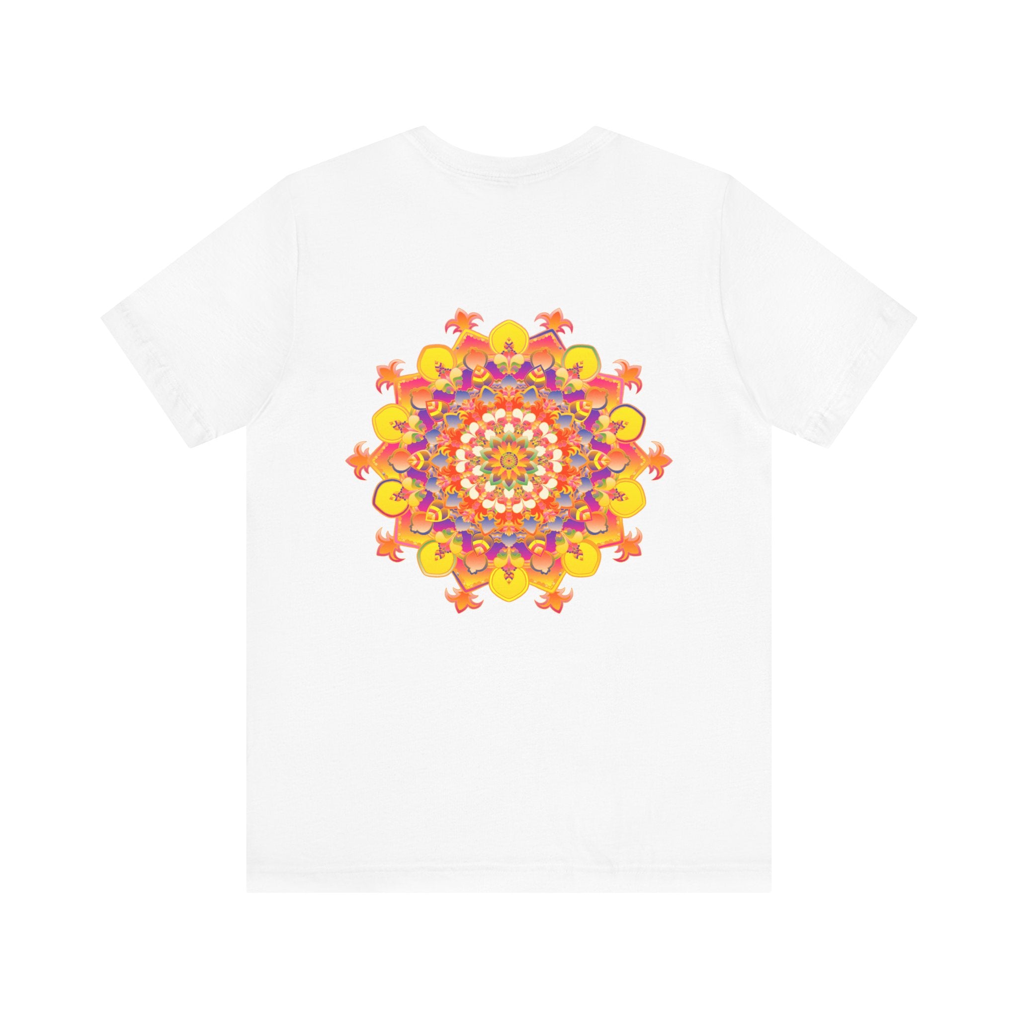 Colorful and intricate mandala design tee representing spiritual peace and harmony