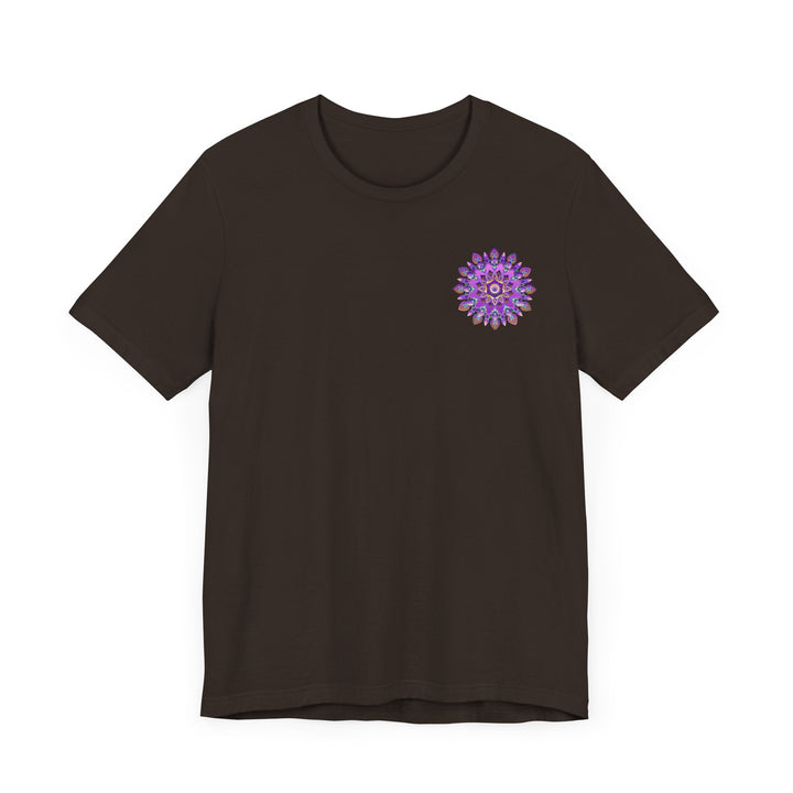 Stylish purple t-shirt adorned with a stunning mandala representing serenity