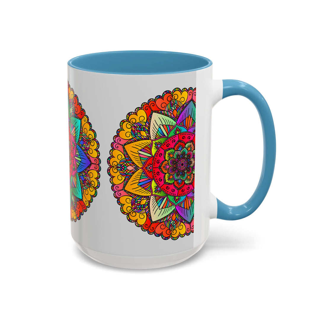 Colorful and detailed mandala pattern on ceramic coffee mug