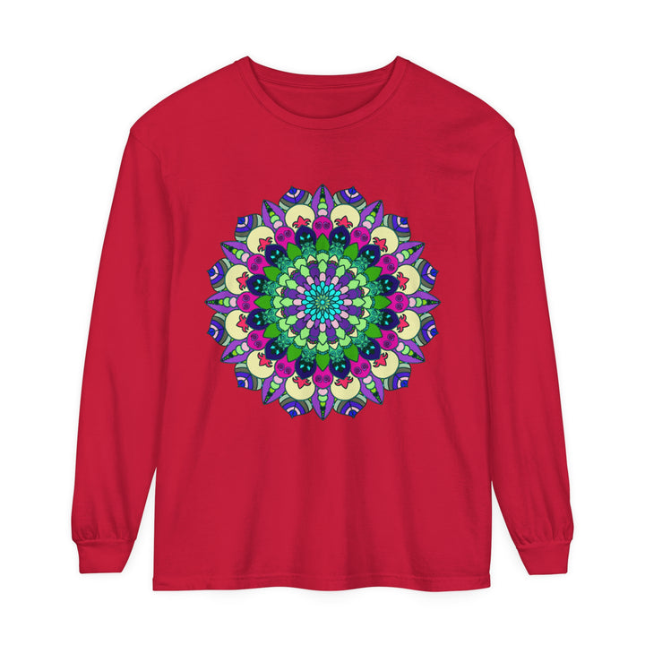 Colorful and intricate mandala design long sleeve t-shirt for men and women