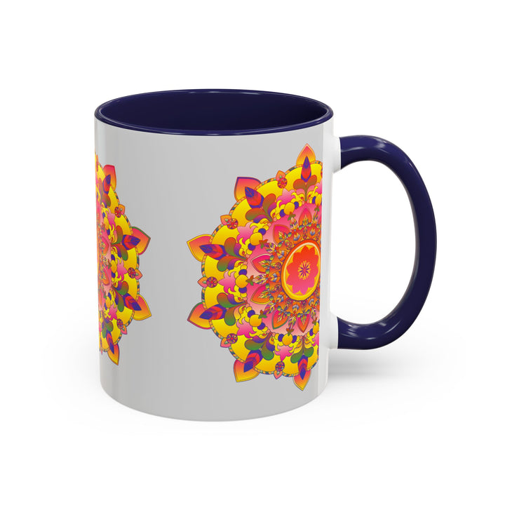 Colorful and intricate mandala art mug with vibrant patterns and designs