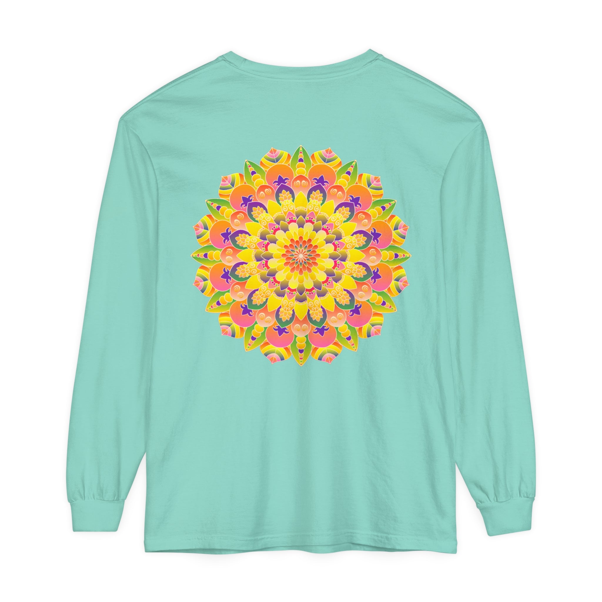 Colorful and intricate mandala design long sleeve unisex t-shirt for all genders