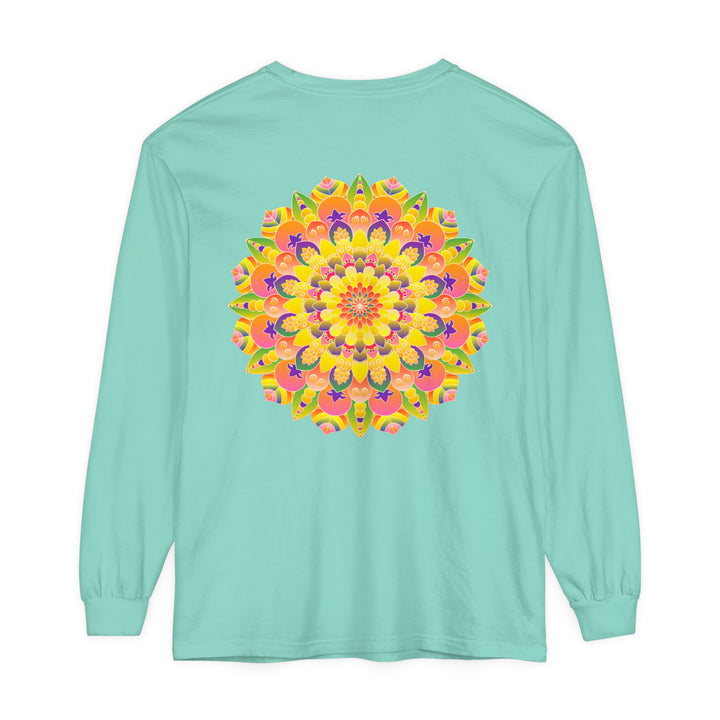 Colorful and intricate mandala design long sleeve unisex t-shirt for all genders