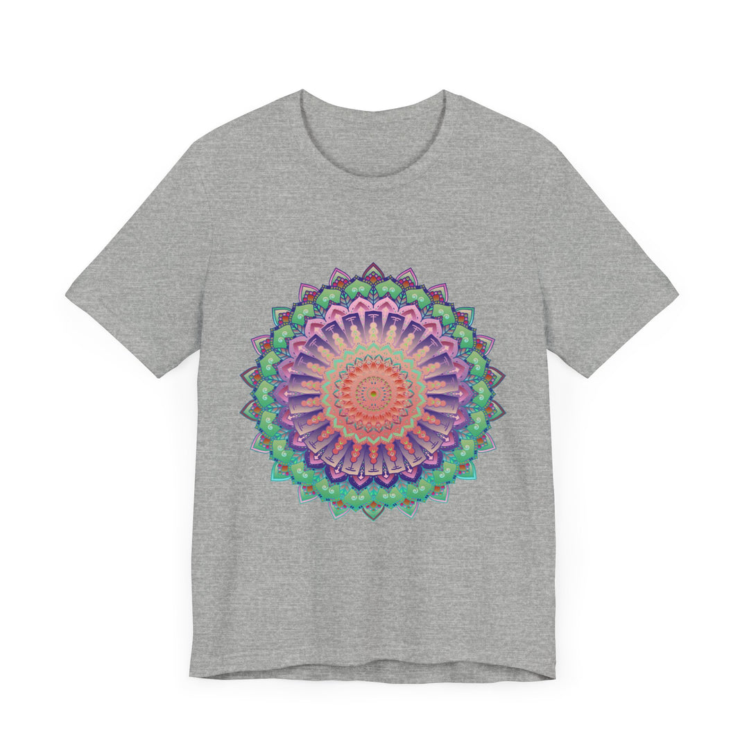 Vibrant Mandala Tee - Colorful & Psychedelic - A stunning, multicolored mandala design on a t-shirt, perfect for adding a pop of color to your wardrobe