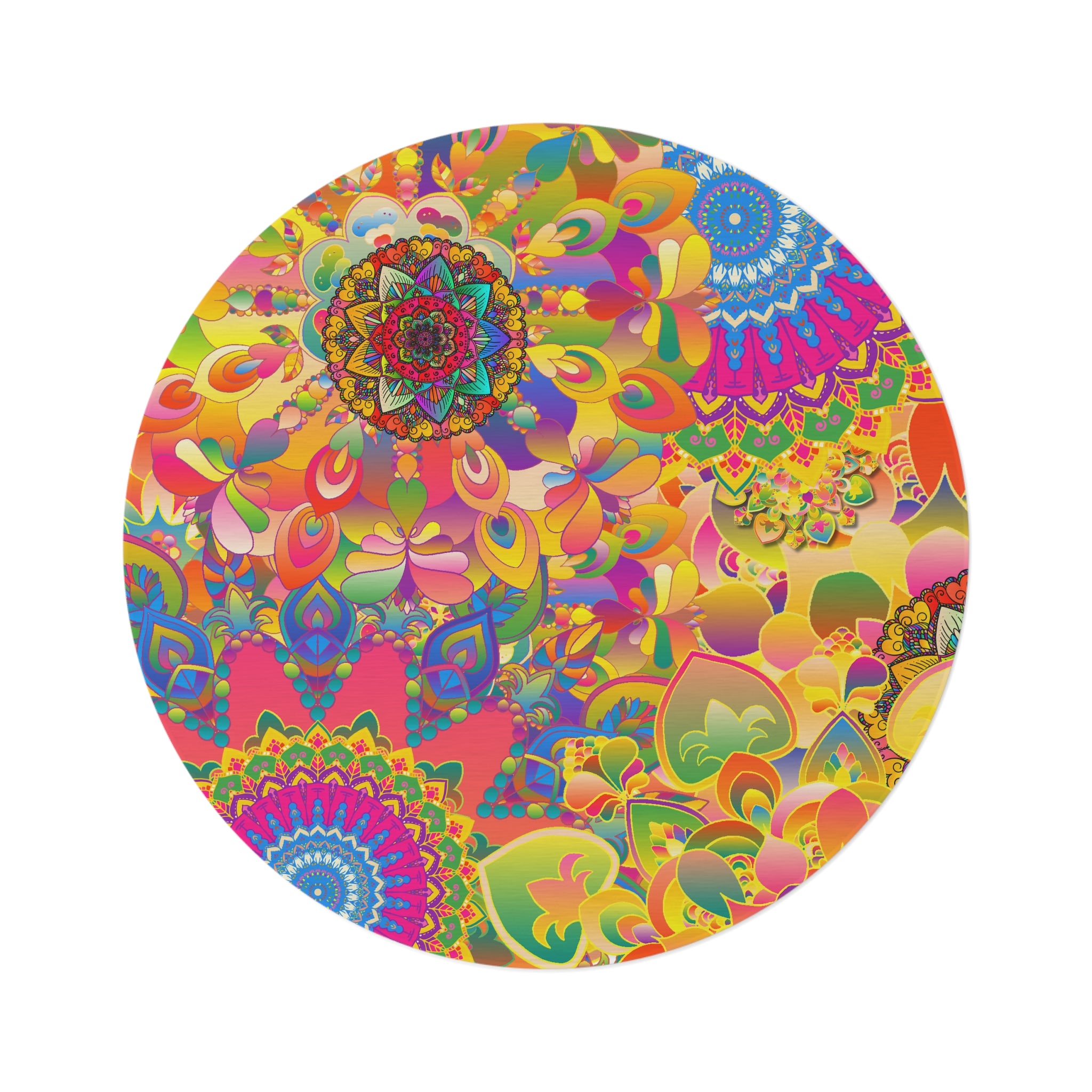 Psychedelic Floral Mandala Round Rug