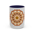 Lovely light grey mandala art mug with delicate and intricate design