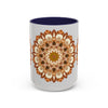 Lovely light grey mandala art mug with delicate and intricate design