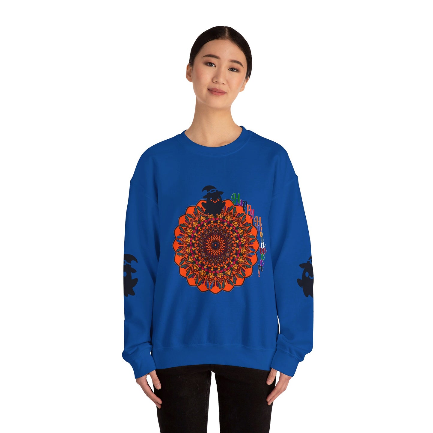 Unisex Heavy Blend™ crewneck sweatshirt featuring adorable ghost designs for Halloween