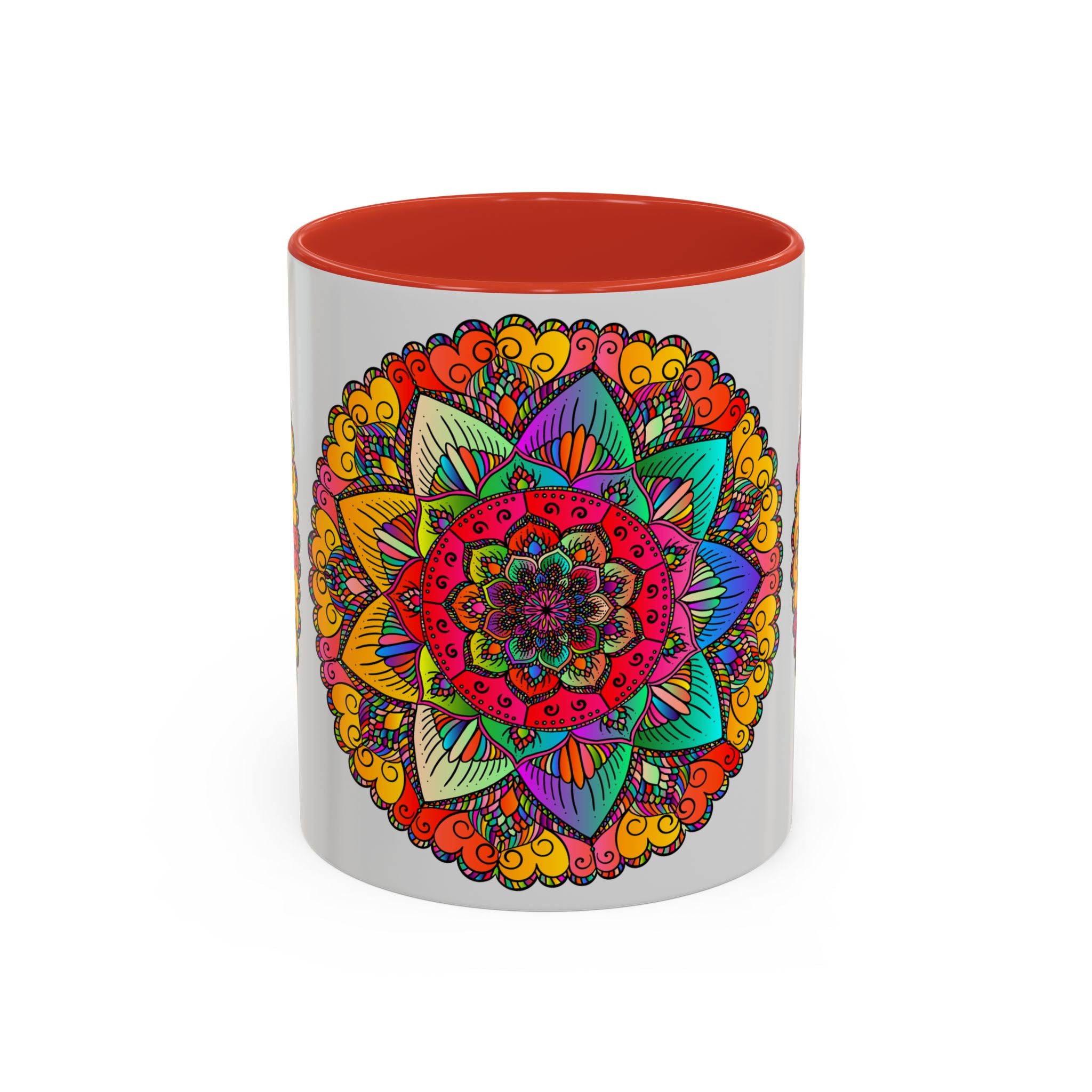 Vibrant and detailed mandala artwork on ceramic coffee mug