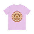Intricate Mandala Tee in rich brown and vibrant orange colors, featuring a detailed and ornate mandala design, perfect for adding a bohemian flair to your wardrobe