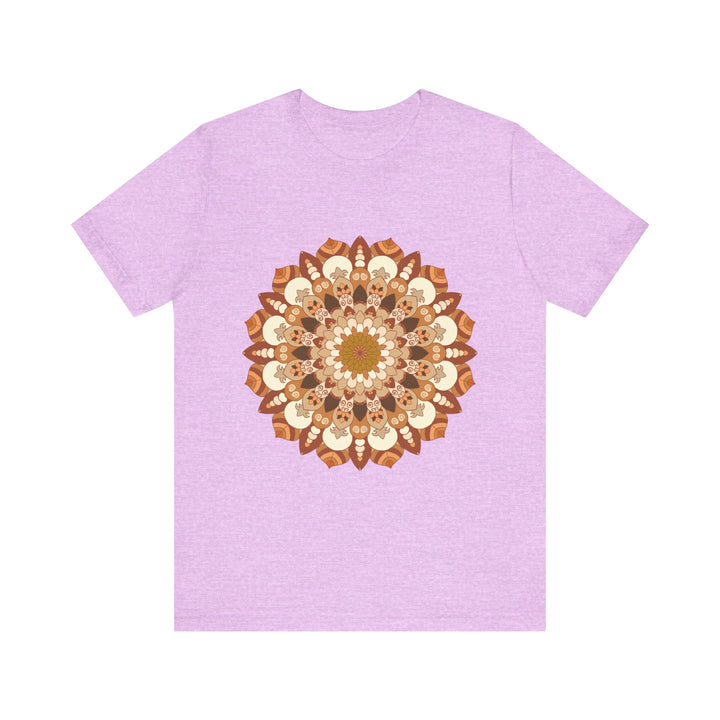 Intricate Mandala Tee in rich brown and vibrant orange colors, featuring a detailed and ornate mandala design, perfect for adding a bohemian flair to your wardrobe