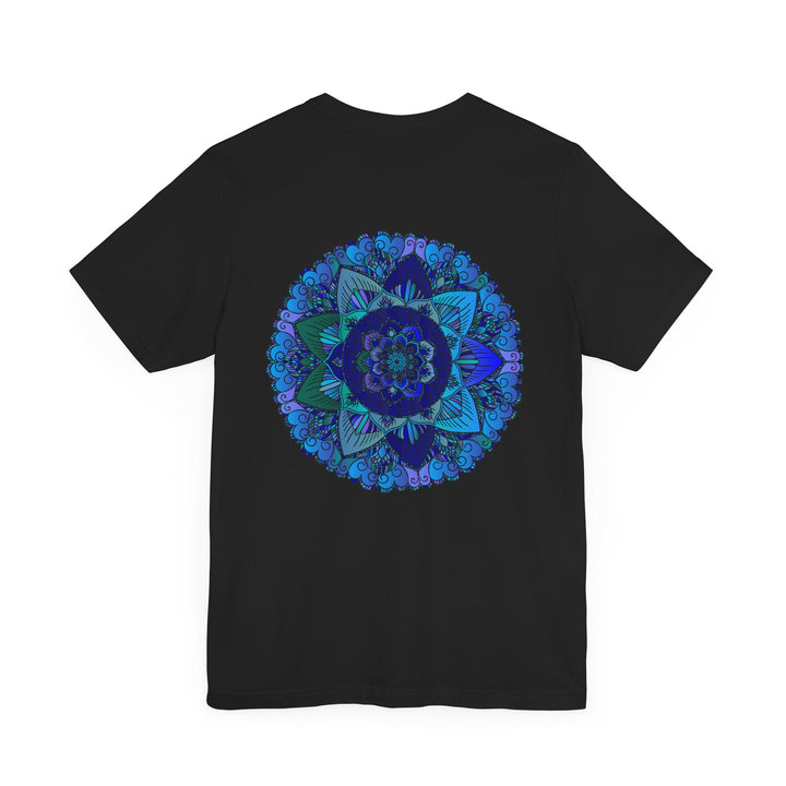 Beautiful blue mandala design t-shirt promoting spiritual peace and harmony