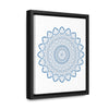 Handmade steel blue Mandala Design Wall Art on gallery canvas wraps displayed in a vertical frame