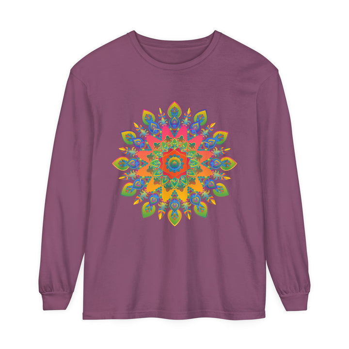 Colorful and intricate mandala design long sleeve unisex t-shirt for all genders