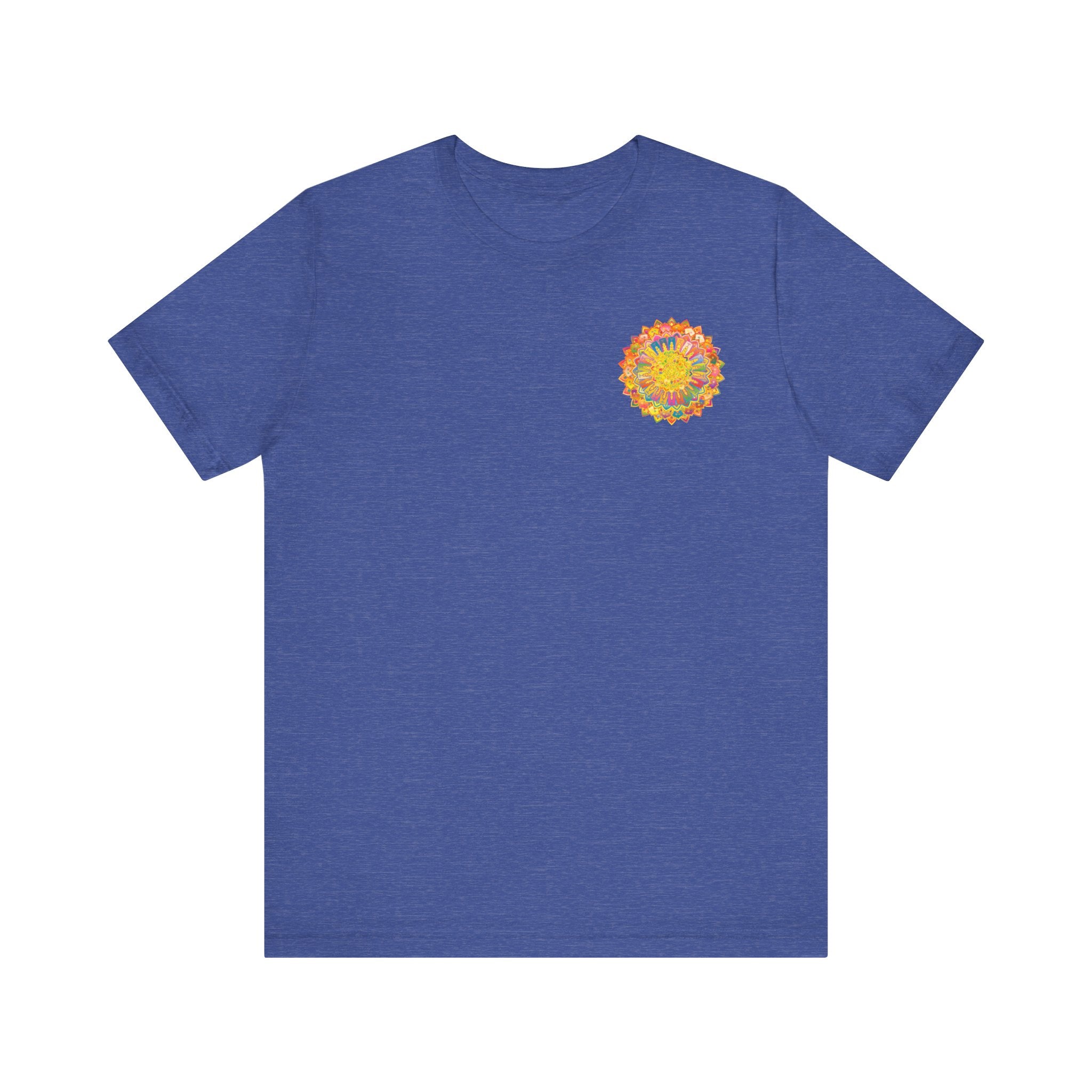 A beautiful and colorful mandala design t-shirt that promotes spiritual peace and harmony