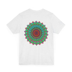 A vibrant and intricate mandala design tee promoting spiritual peace and harmony