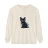 Beautiful black kitten watercolor design printed on a comfortable long sleeve t-shirt