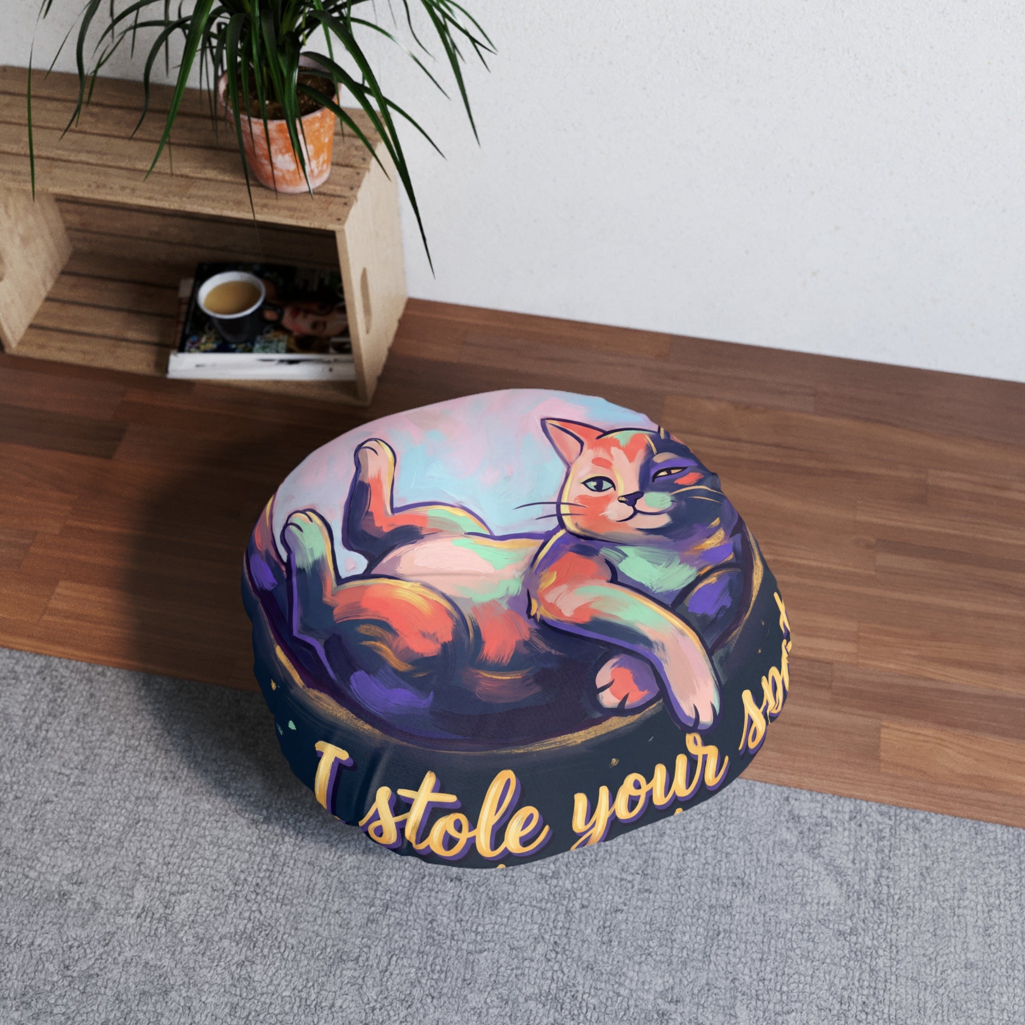 Midnight Cozy Cat Floor Pillow