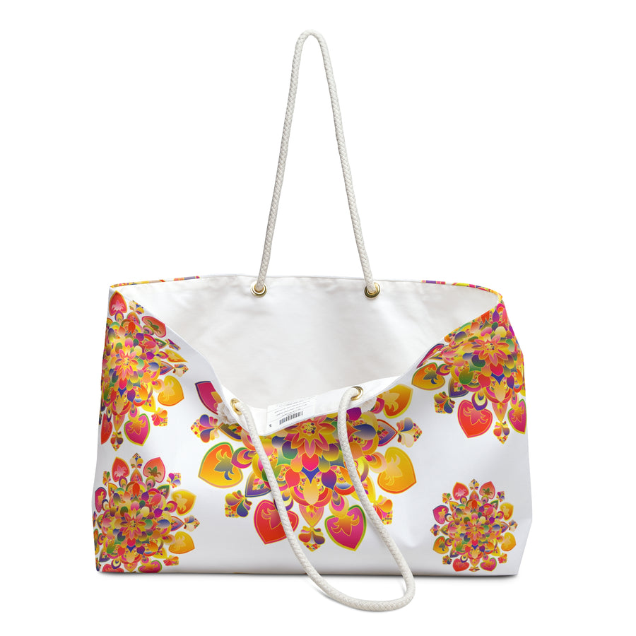 Floral Mandala Weekender Bag with Cheerful Heart Accents
