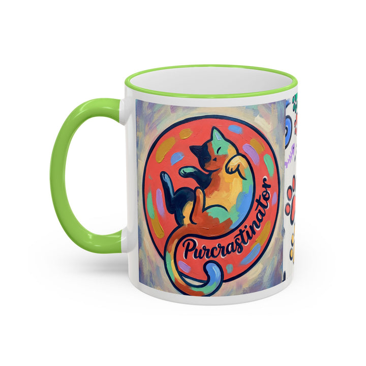 Colorful Paw Print Pet Lover Accent Rim Mug (11oz/15oz)