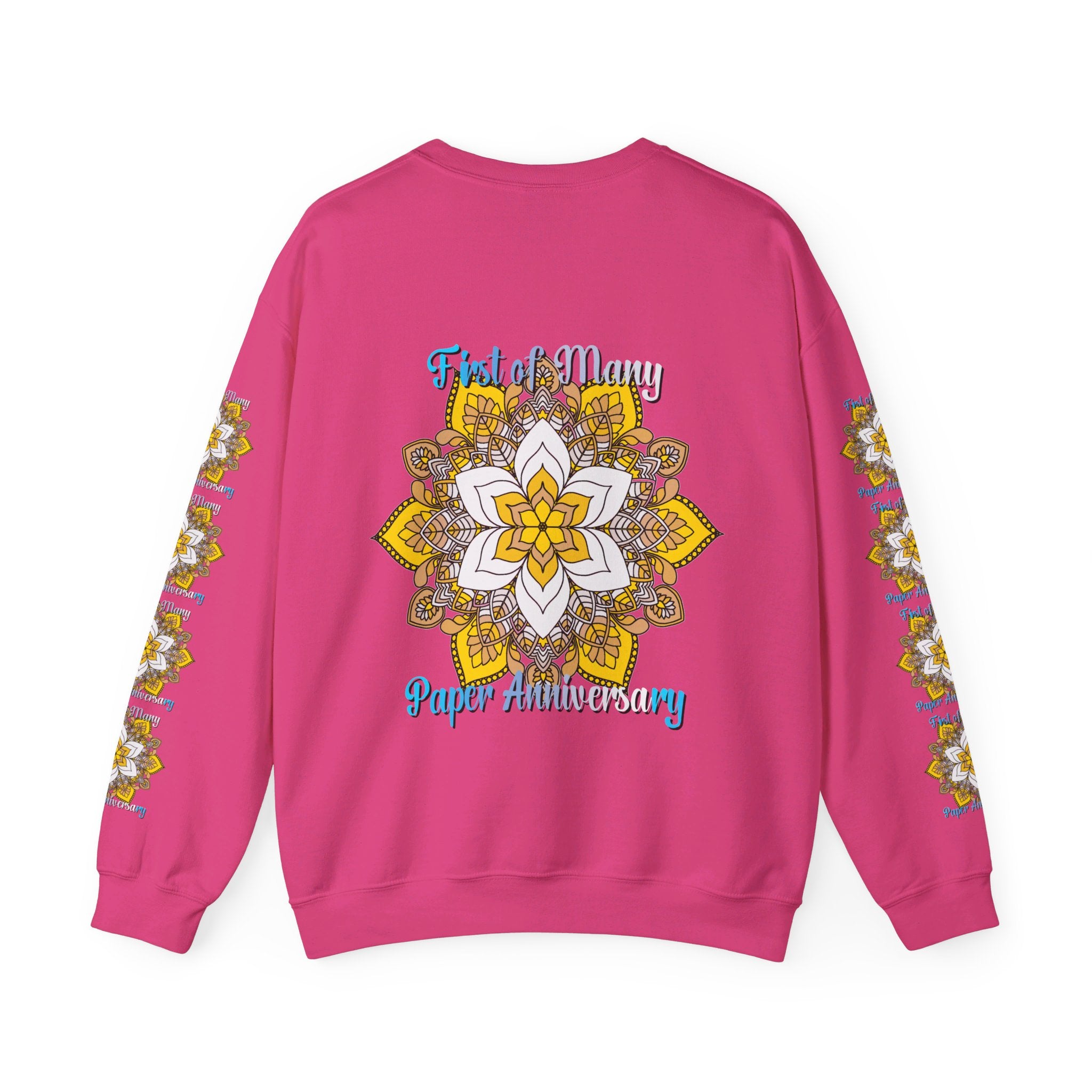 First Year Wedding Anniversary Gift - First of Many, Paper Anniversary Unisex Heavy Blend™ Crewneck Sweatshirt, a cozy and meaningful present for celebrating a couple's first year of marriage