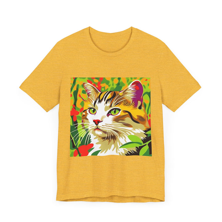 Colorful t-shirt with a vibrant Savana cat design, perfect for animal lovers