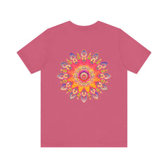 A beautiful and colorful mandala design tee promoting spiritual peace and harmony
