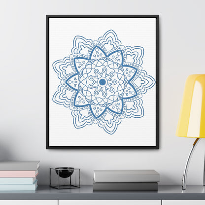 Handmade steel blue Mandala design wall art on gallery canvas wraps