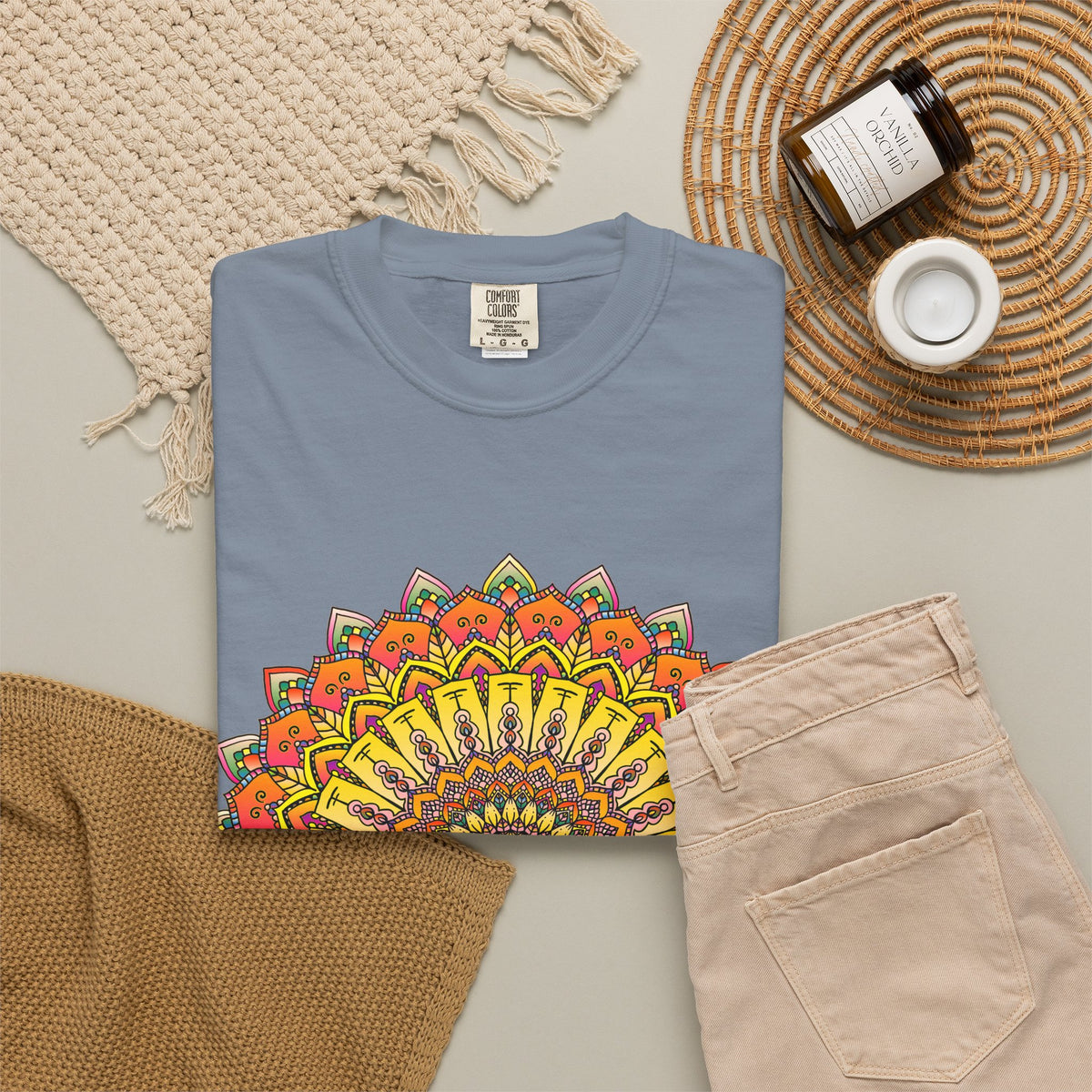 Sunburst Mandala T-Shirt — Vibrant Floral Boho Graphic Tee